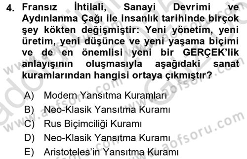 Sanatta Eleştirel Düşünce Dersi 2025 - 2026 Yılı (Vize) Ara Sınav Soruları 4. Soru