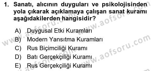 Sanatta Eleştirel Düşünce Dersi 2025 - 2026 Yılı (Final) Dönem Sonu Sınav Soruları 1. Soru
