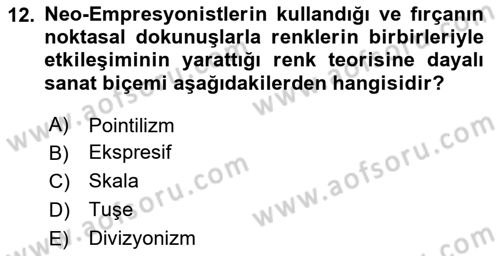 Sanatta Eleştirel Düşünce Dersi 2025 - 2026 Yılı Yaz Okulu Sınav Soruları 12. Soru