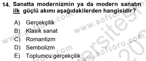 Sanatta Eleştirel Düşünce Dersi 2025 - 2026 Yılı Yaz Okulu Sınav Soruları 14. Soru