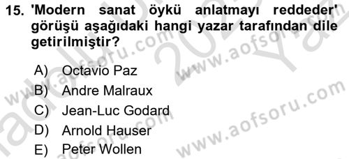 Sanatta Eleştirel Düşünce Dersi 2025 - 2026 Yılı Yaz Okulu Sınav Soruları 15. Soru