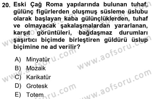 Sanatta Eleştirel Düşünce Dersi 2025 - 2026 Yılı Yaz Okulu Sınav Soruları 20. Soru
