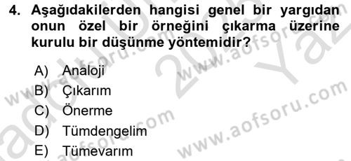 Sanatta Eleştirel Düşünce Dersi 2025 - 2026 Yılı Yaz Okulu Sınav Soruları 4. Soru