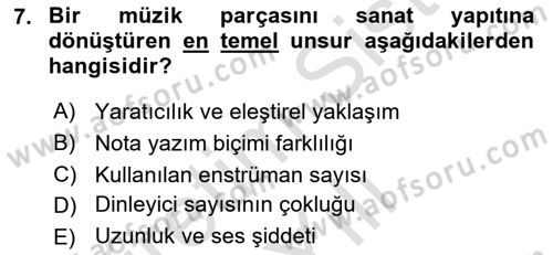 Sanatta Eleştirel Düşünce Dersi 2025 - 2026 Yılı Yaz Okulu Sınav Soruları 7. Soru