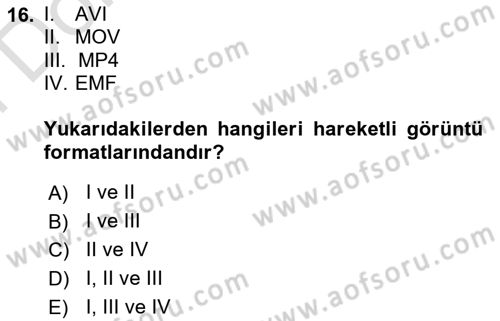 Dijital Grafik Üretim Ve Çoğaltım Teknikleri Dersi 2023 - 2024 Yılı (Final) Dönem Sonu Sınav Soruları 16. Soru