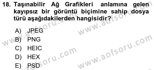 Dijital Grafik Üretim Ve Çoğaltım Teknikleri Dersi 2023 - 2024 Yılı (Final) Dönem Sonu Sınav Soruları 18. Soru