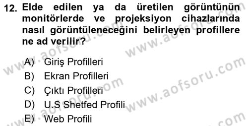 Dijital Grafik Üretim Ve Çoğaltım Teknikleri Dersi 2023 - 2024 Yılı Yaz Okulu Sınav Soruları 12. Soru