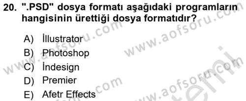 Dijital Grafik Üretim Ve Çoğaltım Teknikleri Dersi 2023 - 2024 Yılı Yaz Okulu Sınav Soruları 20. Soru