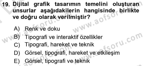 Dijital Grafik Üretim Ve Çoğaltım Teknikleri Dersi 2024 - 2025 Yılı (Final) Dönem Sonu Sınav Soruları 19. Soru