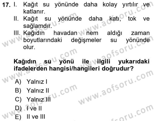 Grafik Üretim Ve Dijital Çoğaltım Teknikleri Dersi 2022 - 2023 Yılı Yaz Okulu Sınav Soruları 17. Soru