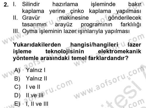 Grafik Üretim Ve Dijital Çoğaltım Teknikleri Dersi 2022 - 2023 Yılı Yaz Okulu Sınav Soruları 2. Soru