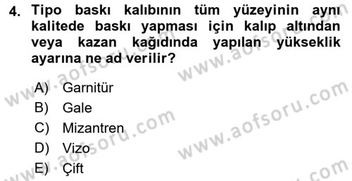 Grafik Üretim Ve Dijital Çoğaltım Teknikleri Dersi 2022 - 2023 Yılı Yaz Okulu Sınav Soruları 4. Soru