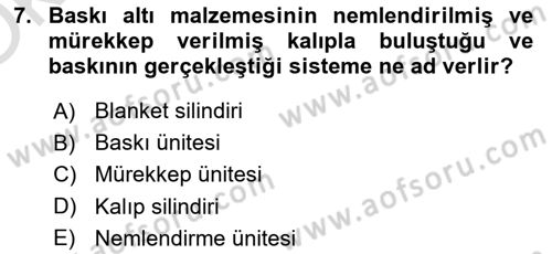 Grafik Üretim Ve Dijital Çoğaltım Teknikleri Dersi 2022 - 2023 Yılı Yaz Okulu Sınav Soruları 7. Soru