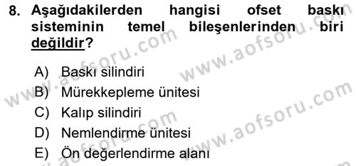 Grafik Üretim Ve Dijital Çoğaltım Teknikleri Dersi 2022 - 2023 Yılı Yaz Okulu Sınav Soruları 8. Soru