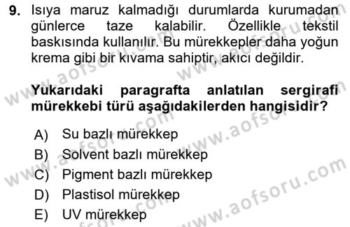 Grafik Üretim Ve Dijital Çoğaltım Teknikleri Dersi 2022 - 2023 Yılı Yaz Okulu Sınav Soruları 9. Soru