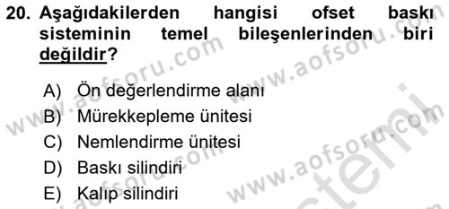 Grafik Üretim Ve Dijital Çoğaltım Teknikleri Dersi 2023 - 2024 Yılı (Vize) Ara Sınav Soruları 20. Soru