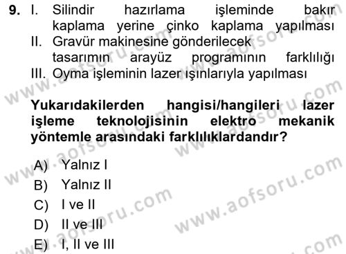 Grafik Üretim Ve Dijital Çoğaltım Teknikleri Dersi 2023 - 2024 Yılı (Vize) Ara Sınav Soruları 9. Soru