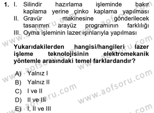 Grafik Üretim Ve Dijital Çoğaltım Teknikleri Dersi Dönem Sonu Sınavı Deneme Sınav Soruları 1. Soru