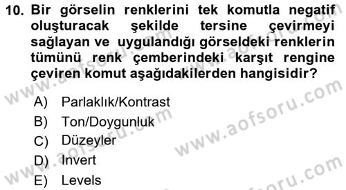 Grafik Üretim Ve Dijital Çoğaltım Teknikleri Dersi Dönem Sonu Sınavı Deneme Sınav Soruları 10. Soru