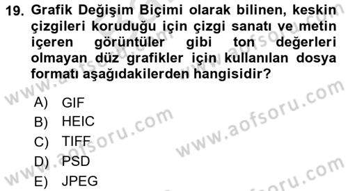 Grafik Üretim Ve Dijital Çoğaltım Teknikleri Dersi Dönem Sonu Sınavı Deneme Sınav Soruları 19. Soru