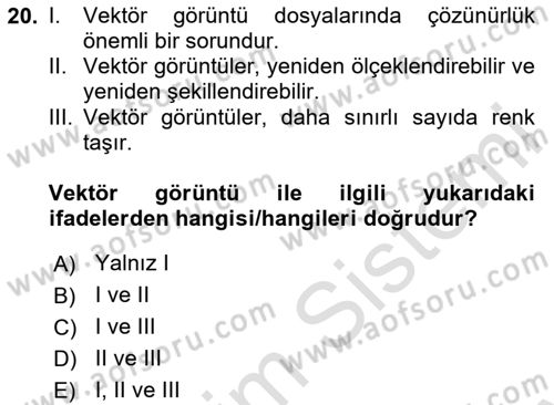 Grafik Üretim Ve Dijital Çoğaltım Teknikleri Dersi Dönem Sonu Sınavı Deneme Sınav Soruları 20. Soru