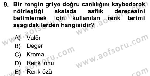 Grafik Üretim Ve Dijital Çoğaltım Teknikleri Dersi Dönem Sonu Sınavı Deneme Sınav Soruları 9. Soru