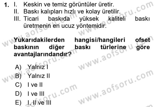 Grafik Üretim Ve Dijital Çoğaltım Teknikleri Dersi 2023 - 2024 Yılı Yaz Okulu Sınav Soruları 1. Soru