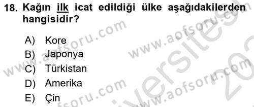 Grafik Üretim Ve Dijital Çoğaltım Teknikleri Dersi 2023 - 2024 Yılı Yaz Okulu Sınav Soruları 18. Soru