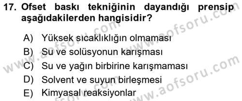 Grafik Üretim Ve Dijital Çoğaltım Teknikleri Dersi 2024 - 2025 Yılı (Vize) Ara Sınav Soruları 17. Soru