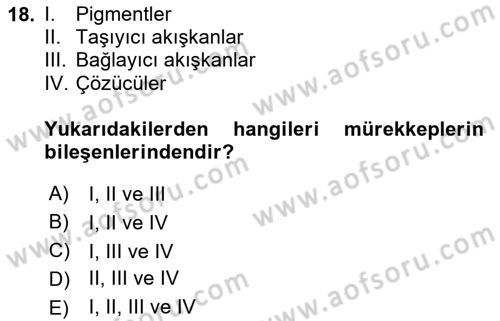 Grafik Üretim Ve Dijital Çoğaltım Teknikleri Dersi 2024 - 2025 Yılı (Vize) Ara Sınav Soruları 18. Soru