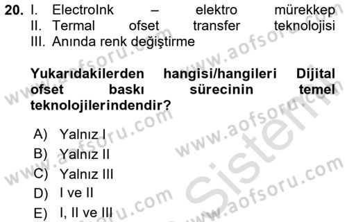Grafik Üretim Ve Dijital Çoğaltım Teknikleri Dersi 2024 - 2025 Yılı (Vize) Ara Sınav Soruları 20. Soru