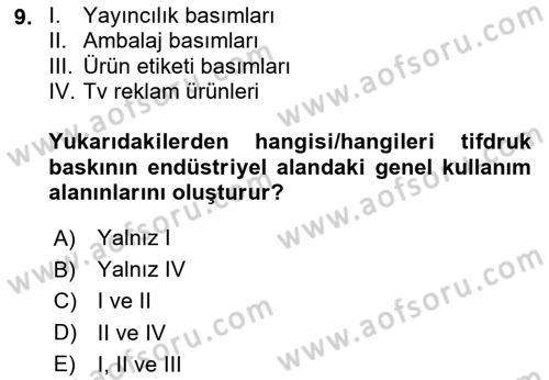 Grafik Üretim Ve Dijital Çoğaltım Teknikleri Dersi 2024 - 2025 Yılı (Vize) Ara Sınav Soruları 9. Soru