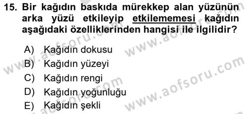 Grafik Üretim Ve Dijital Çoğaltım Teknikleri Dersi Dönem Sonu Sınavı Deneme Sınav Soruları 15. Soru