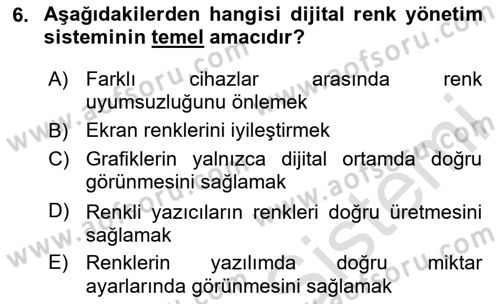 Grafik Üretim Ve Dijital Çoğaltım Teknikleri Dersi Dönem Sonu Sınavı Deneme Sınav Soruları 6. Soru