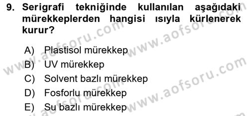 Grafik Üretim Ve Dijital Çoğaltım Teknikleri Dersi 2024 - 2025 Yılı Yaz Okulu Sınav Soruları 9. Soru