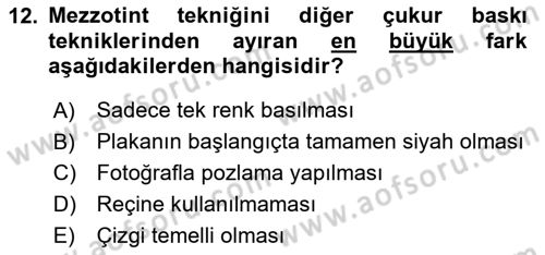 Grafik Üretim Ve Dijital Çoğaltım Teknikleri Dersi 2025 - 2026 Yılı (Vize) Ara Sınav Soruları 12. Soru