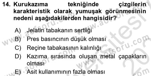 Grafik Üretim Ve Dijital Çoğaltım Teknikleri Dersi 2025 - 2026 Yılı (Vize) Ara Sınav Soruları 14. Soru