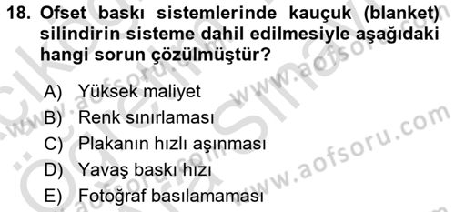 Grafik Üretim Ve Dijital Çoğaltım Teknikleri Dersi 2025 - 2026 Yılı (Vize) Ara Sınav Soruları 18. Soru