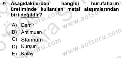 Grafik Üretim Ve Dijital Çoğaltım Teknikleri Dersi 2025 - 2026 Yılı (Vize) Ara Sınav Soruları 9. Soru