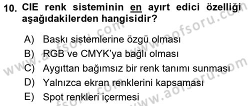 Grafik Üretim Ve Dijital Çoğaltım Teknikleri Dersi 2025 - 2026 Yılı (Final) Dönem Sonu Sınav Soruları 10. Soru