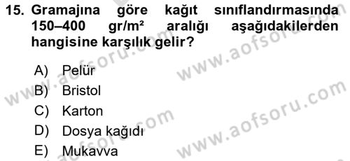 Grafik Üretim Ve Dijital Çoğaltım Teknikleri Dersi 2025 - 2026 Yılı (Final) Dönem Sonu Sınav Soruları 15. Soru