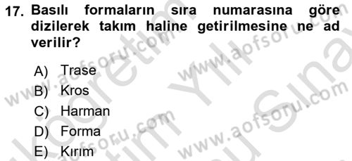 Grafik Üretim Ve Dijital Çoğaltım Teknikleri Dersi 2025 - 2026 Yılı (Final) Dönem Sonu Sınav Soruları 17. Soru