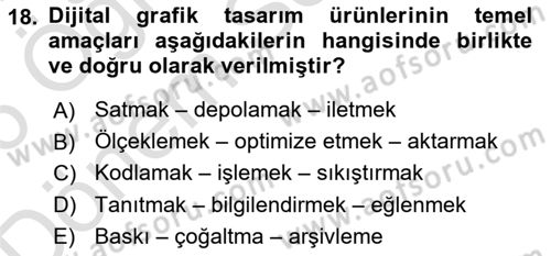 Grafik Üretim Ve Dijital Çoğaltım Teknikleri Dersi 2025 - 2026 Yılı (Final) Dönem Sonu Sınav Soruları 18. Soru