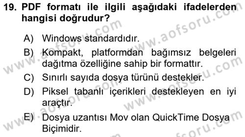 Grafik Üretim Ve Dijital Çoğaltım Teknikleri Dersi 2025 - 2026 Yılı (Final) Dönem Sonu Sınav Soruları 19. Soru