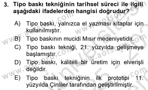 Grafik Üretim Ve Dijital Çoğaltım Teknikleri Dersi 2025 - 2026 Yılı (Final) Dönem Sonu Sınav Soruları 3. Soru