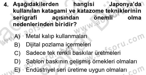 Grafik Üretim Ve Dijital Çoğaltım Teknikleri Dersi 2025 - 2026 Yılı (Final) Dönem Sonu Sınav Soruları 4. Soru