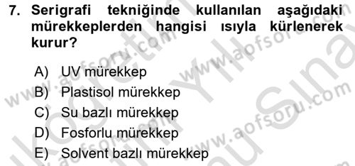 Grafik Üretim Ve Dijital Çoğaltım Teknikleri Dersi 2025 - 2026 Yılı (Final) Dönem Sonu Sınav Soruları 7. Soru