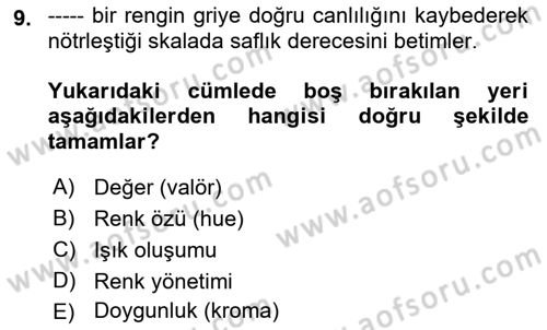Grafik Üretim Ve Dijital Çoğaltım Teknikleri Dersi 2025 - 2026 Yılı (Final) Dönem Sonu Sınav Soruları 9. Soru