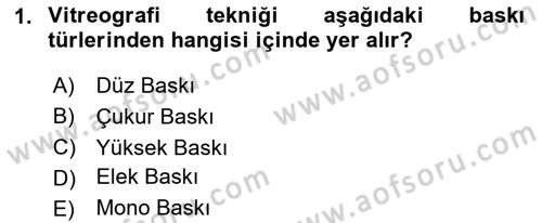 Grafik Üretim Ve Dijital Çoğaltım Teknikleri Dersi 2025 - 2026 Yılı Yaz Okulu Sınav Soruları 1. Soru