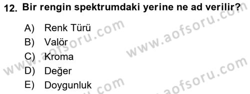 Grafik Üretim Ve Dijital Çoğaltım Teknikleri Dersi 2025 - 2026 Yılı Yaz Okulu Sınav Soruları 12. Soru